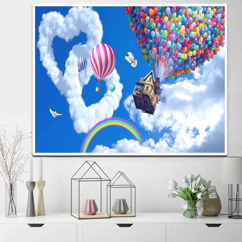 Balloon Full 5D Diamond Painting Round/Square Portrait Custom Adult Canvas Painting Home Decor Hot Air Balloon Handpainted Gift