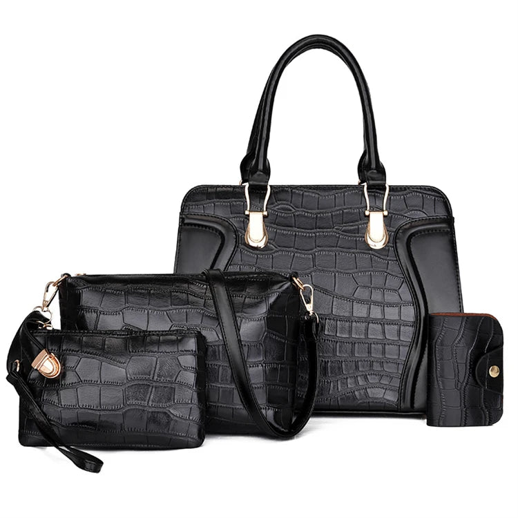Customize New Model pink Female Black Color Pu Woman Hand Bags Set Vendor