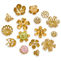 Stainless Steel Hollow Petal Bead Cap Charm Flower Gold Plated Six Petal Bead Cap End Spacer for DIY Bracelets Wholesale