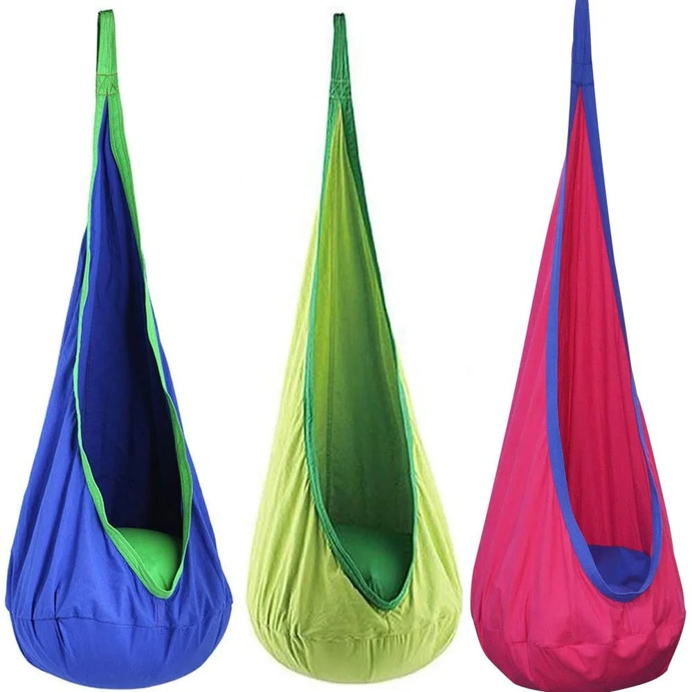 Kids Durable Hanging Nest Swing Hammock Chair with Parachute Fabric for Outdoor Camping and Patio Use 150kg Weight Capacity