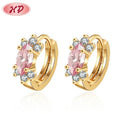 Export Jewelry 18k Gold Plate Elegant Hoop huggies of Ear Bling Cubic Zirconia Woman Earrings Trendy Jewellery