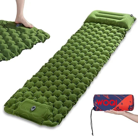 WOQI Ultra-light Wear-resistant Foldable Waterproof 4 Seasons Sleeping Mat with Pillow Camping Mat