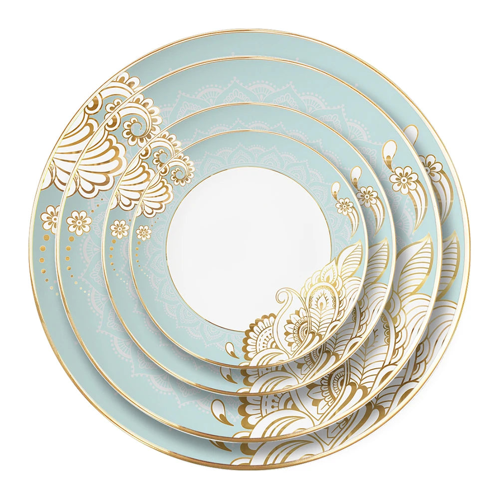 Europe Style Retro Style Ceramic Plate Flower Steak Dishes INS Style Bone China Charger Dinner Plate for Breakfast Dessert