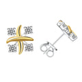 SPJ Wholesale 925 Sterling Silver Two-Tone Criss-Cross Moissanite VVS1 D Color Lab Diamond Huggie Earrings for Women