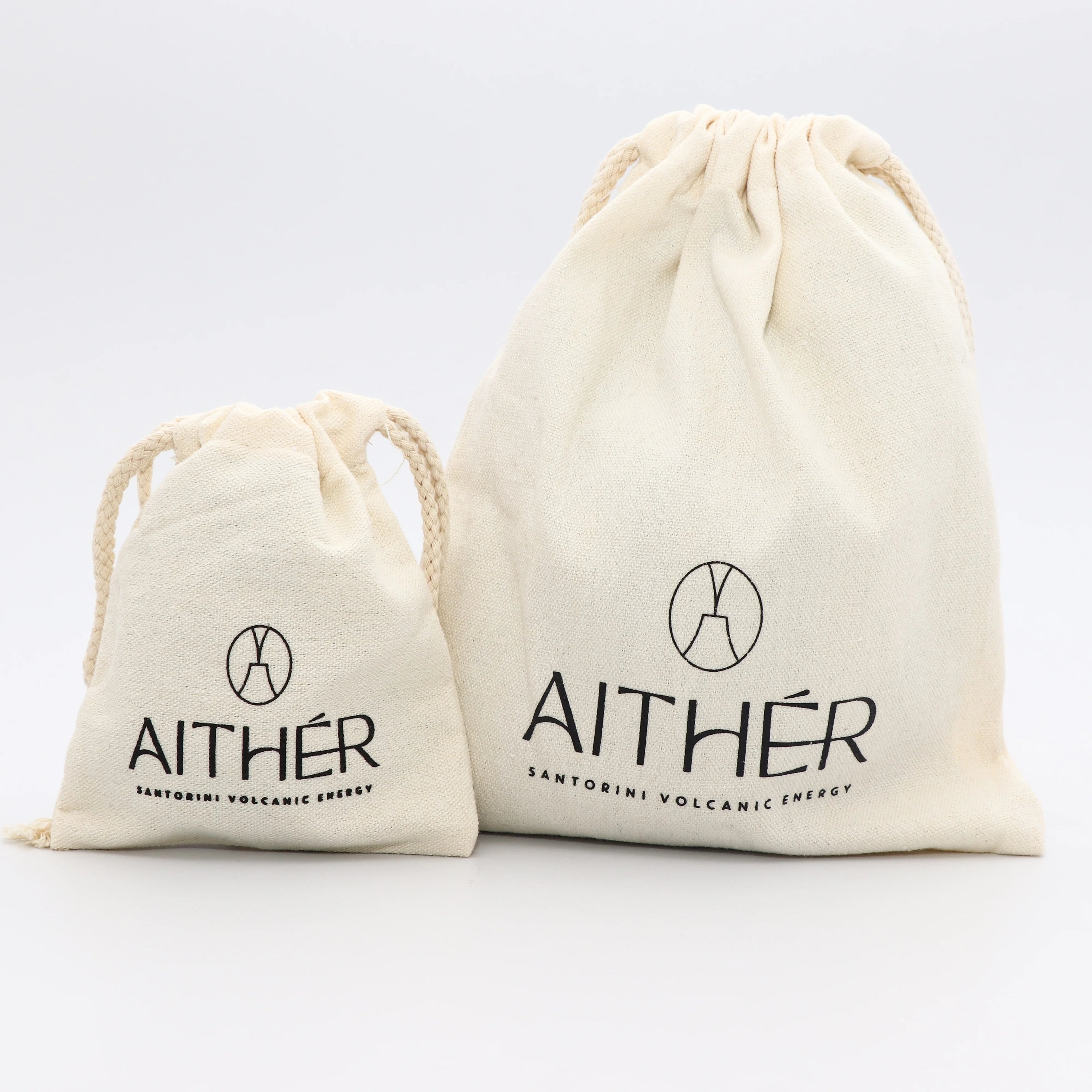 Custom Cotton Drawstring Gift Bag Small Beige Natural Reusable Grocery Packaging Dust Drawstring Cotton Bags with Logo