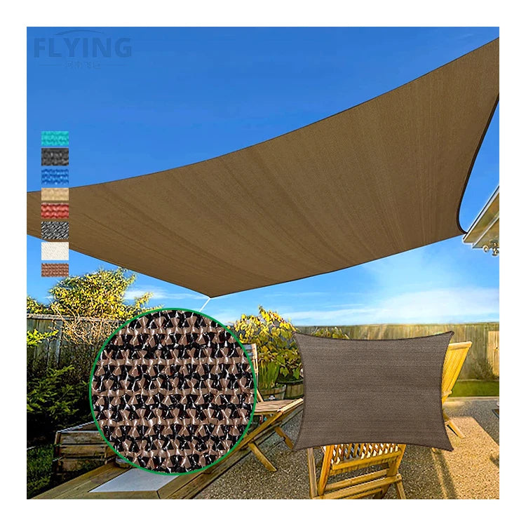 Hot Sale 3*4m Woven Rectangle HDPE Brown Outdoor Awning Patio Balcony Yard Garden Sun Shade Sail