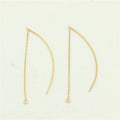 Trendy Jewelry Findings 14K Solid Gold Filled GF Curved Shiny Ear Wire Link O Chain Threader Earring With Single Loop