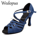 Wedopus Blue Denim Dance Sandals with Heels