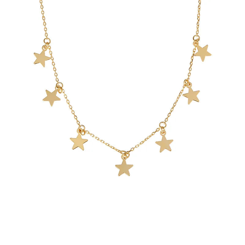 Dainty Star Layering Necklace 925 Sterling Silver Star Charm Necklace Celestial Jewelry Gift for Her Christmas Gift