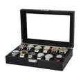 Luxury 12 Slot Men Watch Display Box Black Carbon Fiber PU Leather Jewelry Organizer Popular Watch Cases