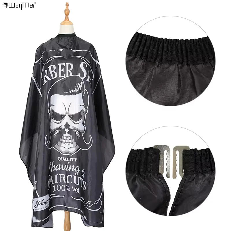 Wanmei Fashion Retro Skull Barber Shawl Cloth Professional Salon Hair Cape Hairdresser Tools