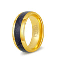 Poya Galaxy Blue Sandstone Gold Plated Wedding Band Tungsten Carbide Ring