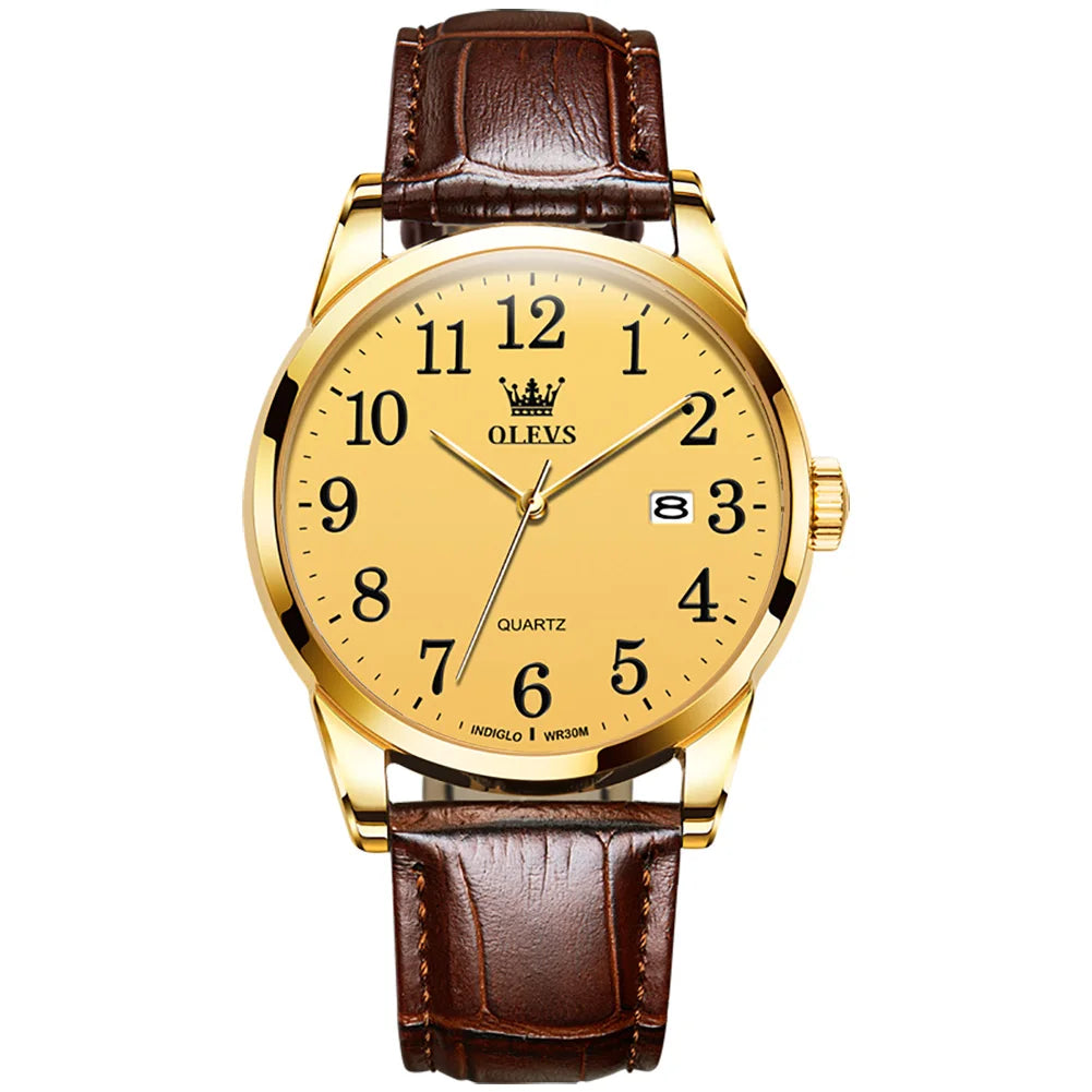 OEM Custom logo  Luxury  Reloj Fashion Brand Luxury Business Classic Calendar Luxury Watch Genuine Leather Sport Quartz Watch