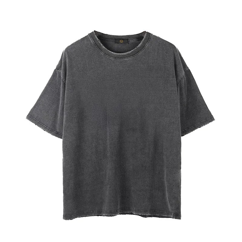 Wholesale Black Oversized Stone Tee Acid Wash Tshirt Men Fashion t Shirt Custom logo Distressed Heavy Weight Cotton Tshirts