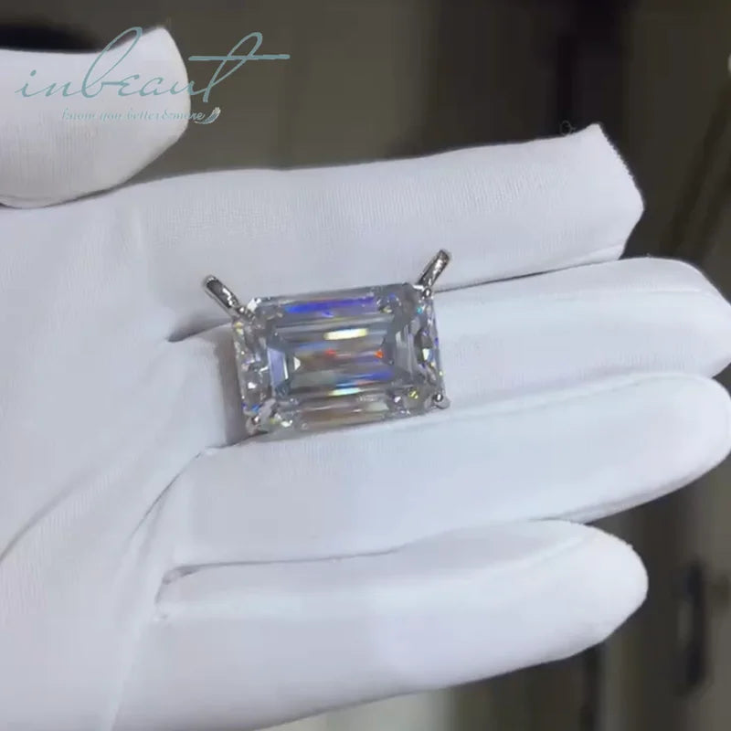 Silver 925 Original 40 Carat Brilliant Emerald Cut Diamond Test Past D Color Moissanite Pendant Necklace Custom Fine Jewelry