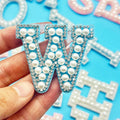 Wholesale Pearl Letter Patch Rhinestone Iron Clothing and Shoe DIY Name Patches for Ladies and Girls