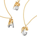 Latest Design Personalized 925 Sterling Silver 18K Gold Plated Romantic Two-Tone Letter Pendant Necklace for Engagement Party