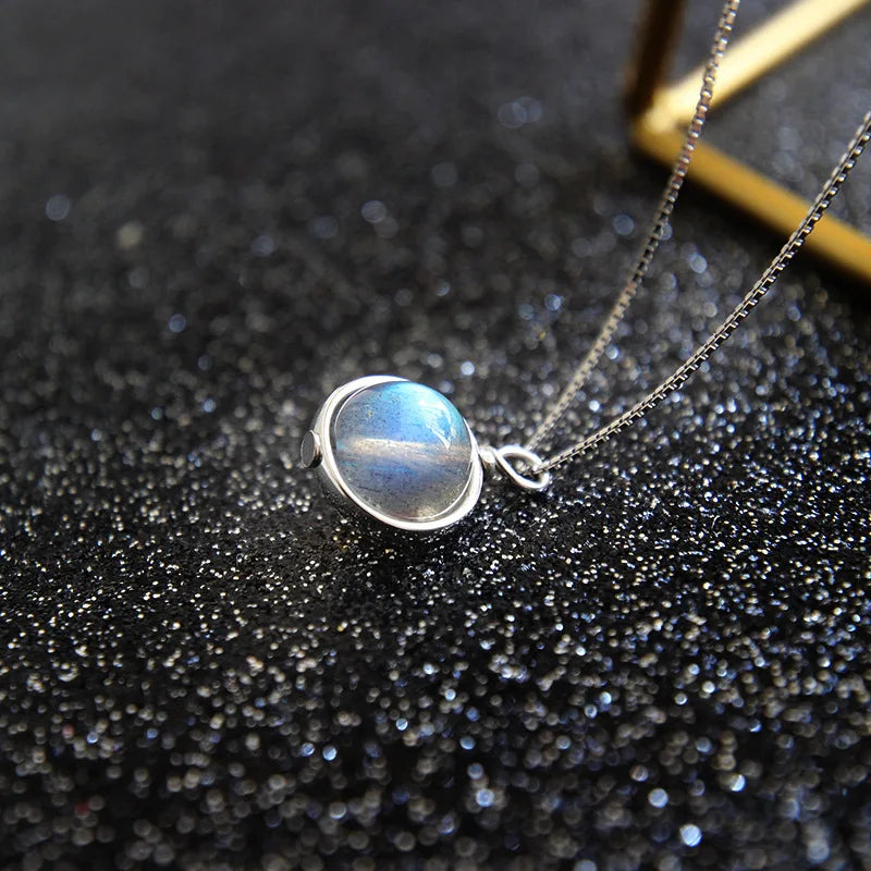 2023 Fashion Jewelry Moonstone Pendant Necklaces Real 925 Sterling Silver for Birthday Gift Anniversary Party