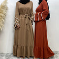 6534# New Arrival High Quality Nida Hijab Dress Pleated Loose Large Hem Muslim Evening Party Abaya Dresses Islamic Clothing