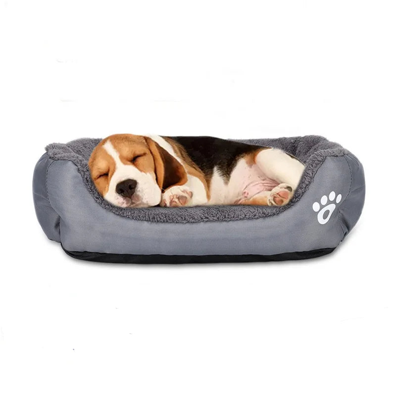 In-Stock Customizable Pet Sofa Candy Color Paw Printed Anti-Slip Soft Warm Cat Dog Bed Solid Fiber Heated Pet Bed