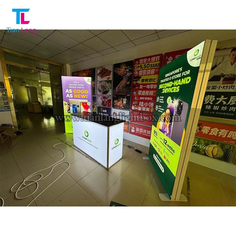 W60*H100*T40cm Negotiation Table for Exhibition SEG Light Box Advertising Cabinet Reception Desk Display Trade Show Equipment