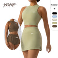 JY 2024 Custom Logo Women's Tank Tops High Impact Classic Sports Gym Fitness Crop Top Women Two Pieces Set Shorts&Skirts