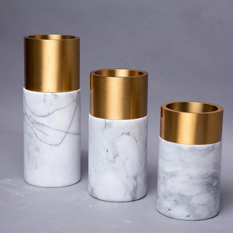 High Quality Home Decor 100% Natural Marble Stone Vase Luxury White Marble Vases for Flowers Dried Flower Vase
