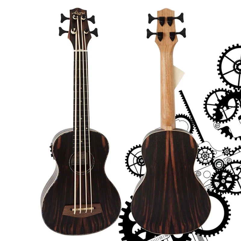 Chinese Factory Aiersi Brand Wholesale Price Java Ebony 30 Inch Electric Ukulele Bass  Acoustic Guitar with Gig Bag Good Quality
