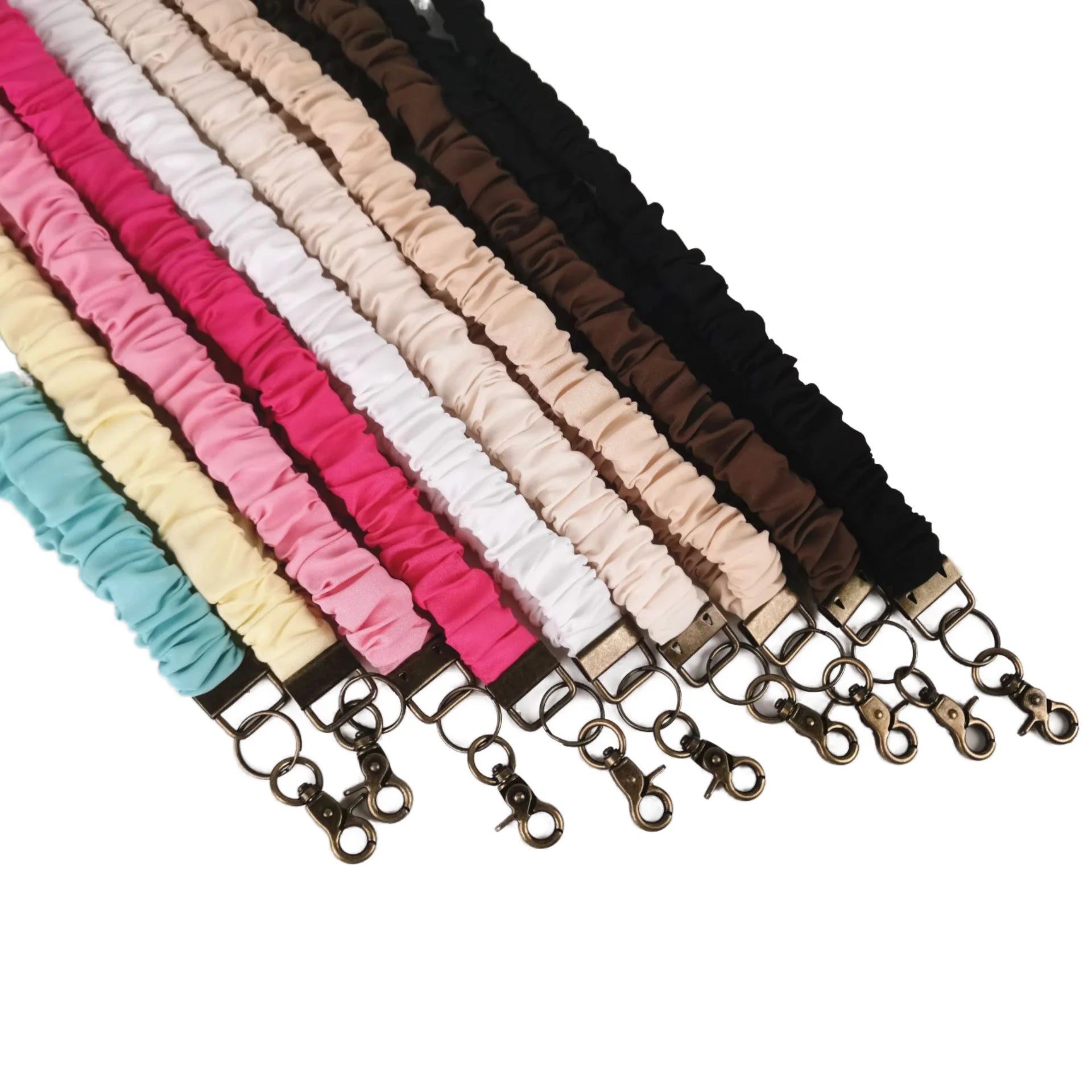 Wholesale Elastic Polyester Stretchy Scrunchie Phone Lanyard Large Intestine Neck Lanyard with Retractable Hook for Keys