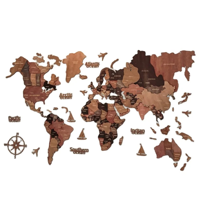 World Map Wall Wooden Map of the World Wooden Travel Push Pin Map Art Wall