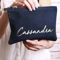 Good Selling Ecofriendy Makeup White Canvas Black Zipper Custom Gold Logo 100 Cotton Private Label Cosmetic Bags