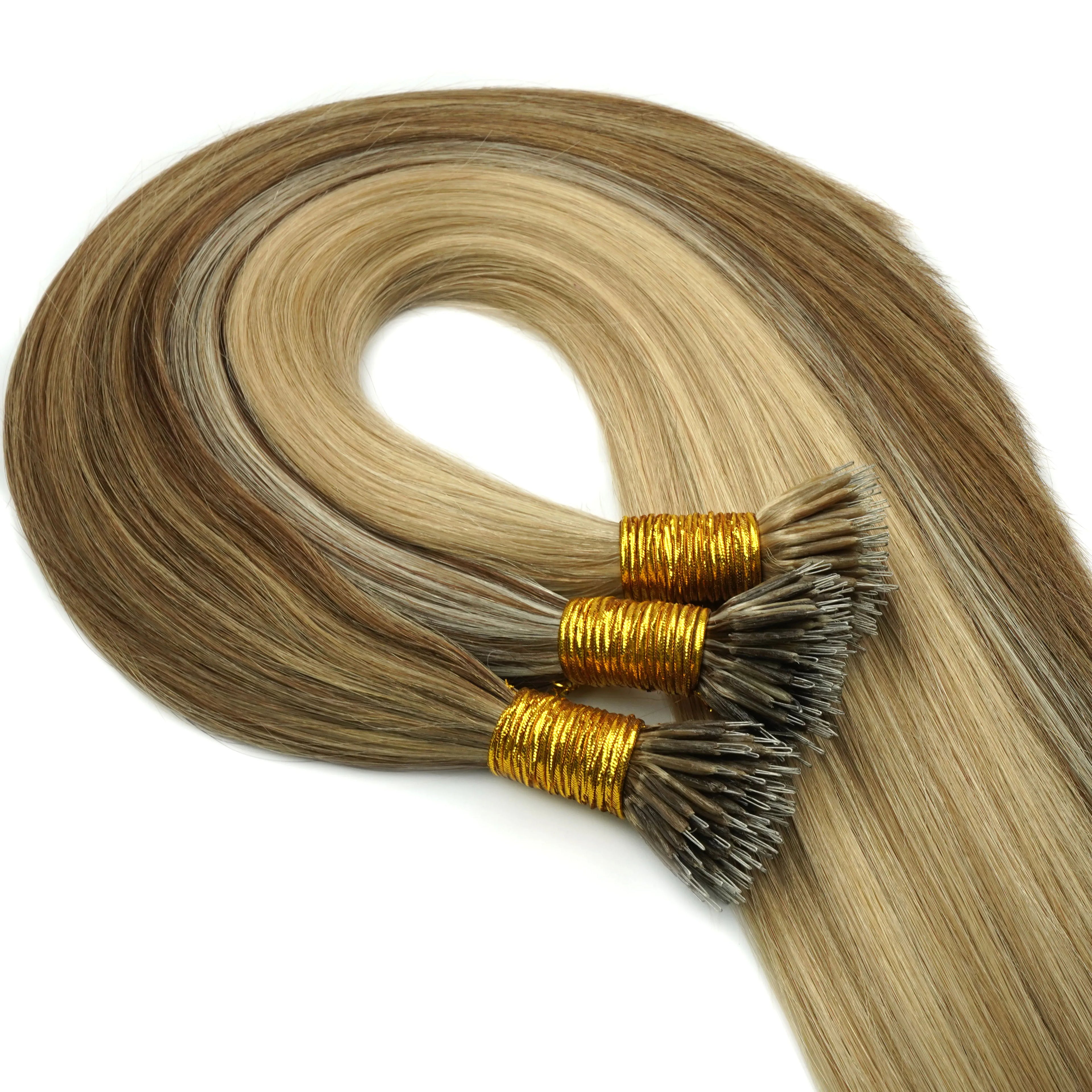 Luxury Double Drawn Nano Ring Russian 100% Virgin Remy Human Hair Micro-Link High Grade No Shedding All Colors Perm Ready 24h