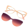 Women's 2-in-1 Cat Eye Magnetic Metal Frame Sunglasses with UV400 Polarized TAC Lenses Anti Blue Light