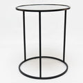 Round Table Glass Sofa Coffee Table Black Metal Frame for Living Room Balcony Bedroom