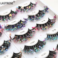 Synthetic Green Glitter False Eyelashes Fluorescent Diamond Luminous Light Vegan Strips