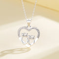 Women's 925 Sterling Silver Plated AAA Cubic Zirconia Heart-Shaped Owl Necklace with Long Chain Big Statement Fine Jewelry