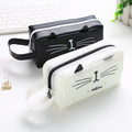 Large Capacity Creative Cartoon Cat Black and White Zipper Stationery Pencil Case