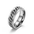 Wholesale Price Trendy Rotating Chain Black Stainless Steel Round Anti Anxiety Fidget Rings OEM for Men & Unisex