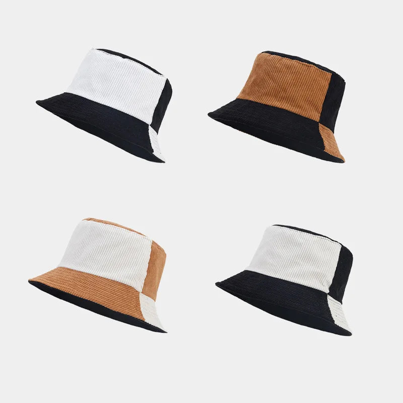 Wholesale 2023 New Arrival Autumn Winter Stylish Two Tone Corduroy Bucket Hat