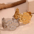 Exaggerated Flower Cuff Bangle PVD Gold Plated Statement Jewelry Stainless Steel Tarnish Free Jewelry