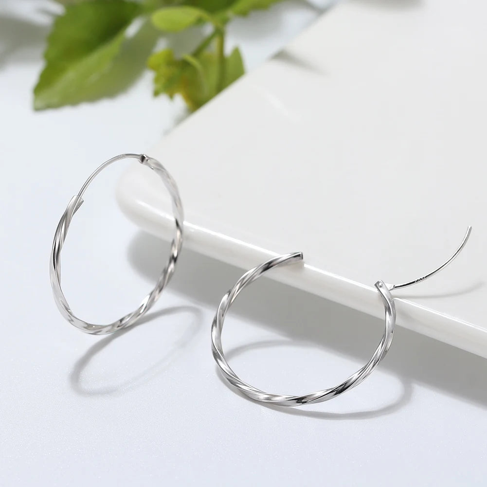 RINNTIN APE39 Quality 925 Sterling Silver Earrings Finding Jewelry Joyas De Plata Rhodium Plated Hoop Earrings for Women