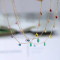 SC 2023 Summer Colored Diamond Tassel Choker Necklace Women Luxury Stainless Steel Rainbow Geometric Zircon Pendant Necklace