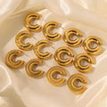 High Quality Stainless Steel Waterproof Jewelry Tarnish Free Twisted Clip-on Earrings 18k Gold Plated Chunky Hoop Earrings