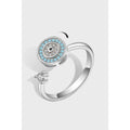S925 Sterling Silver Men's Women's Adjustable Open Ring European American Creative Design with Rotating Devil's Eye Party Wear