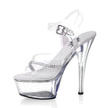 Thin Heel Transparent Crystal Bottom 15cm Pole Dance High Heels Model Walk Show Fashion Sandals Women's Banquet Party Large Sand