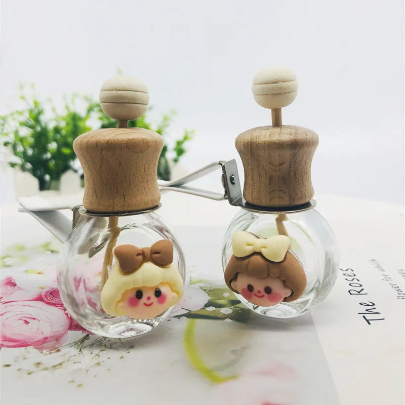 5ml 8ml 10ml Gift Car Air Outlet Wooden Cap Diffuser Car Perfume Bottle Essential Oil Bottle with Clip