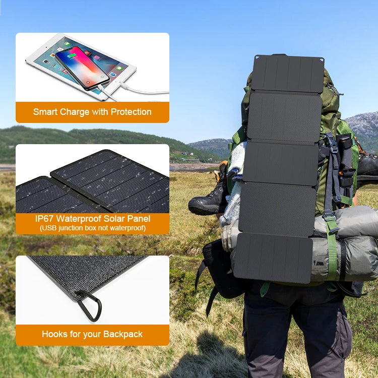 Foldable Solar Panel Waterproof 18W 21W 36W 45W Portable Outdoor Power Solar Charger for Mobile Phone Power Bank Home Use