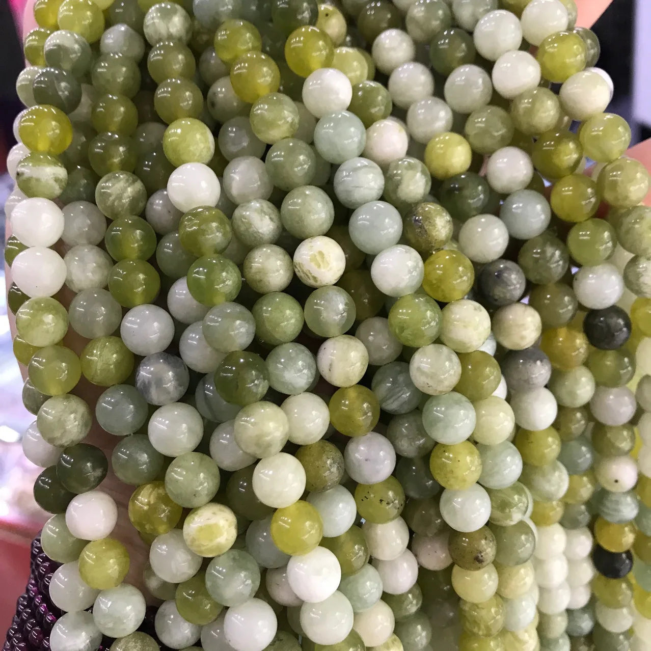 Wholesale Natural Necklace Bracelet Stone Beads 8mm Jewelry Making Beads Russian Flower Jade and Stones