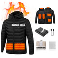 Custom logo Winter Puffer Heated Long Jacket  with Battery Pack Self Heating Jacket Usb Battery Electric Heat Jacket Mens