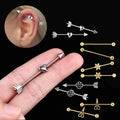 14g Children's Industrial Barbell Punk Style Rose Gold Plated Wedding Body Piercing Cross Heart Snowflake 316L Stainless Steel